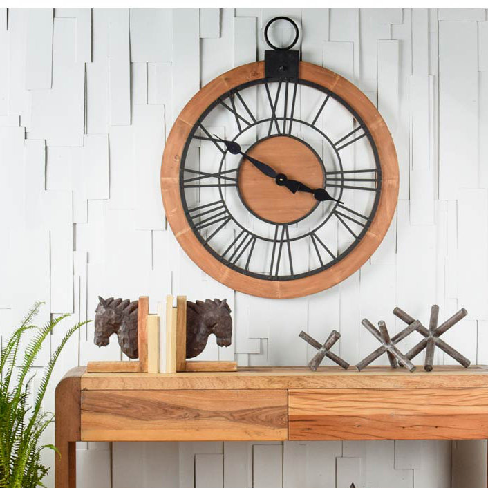 Gracie Oaks Round Black/Brown Wall Clock Wayfair